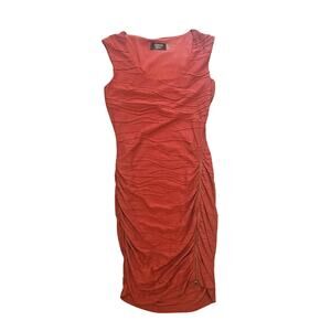 Guess bodycon bandage mini tank dress side thigh zip womens 4 small burnt orange